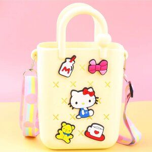 Adorable Hello Kitty Silicone Beach Bag – DIY Cartoon Crossbody Tote with Holes